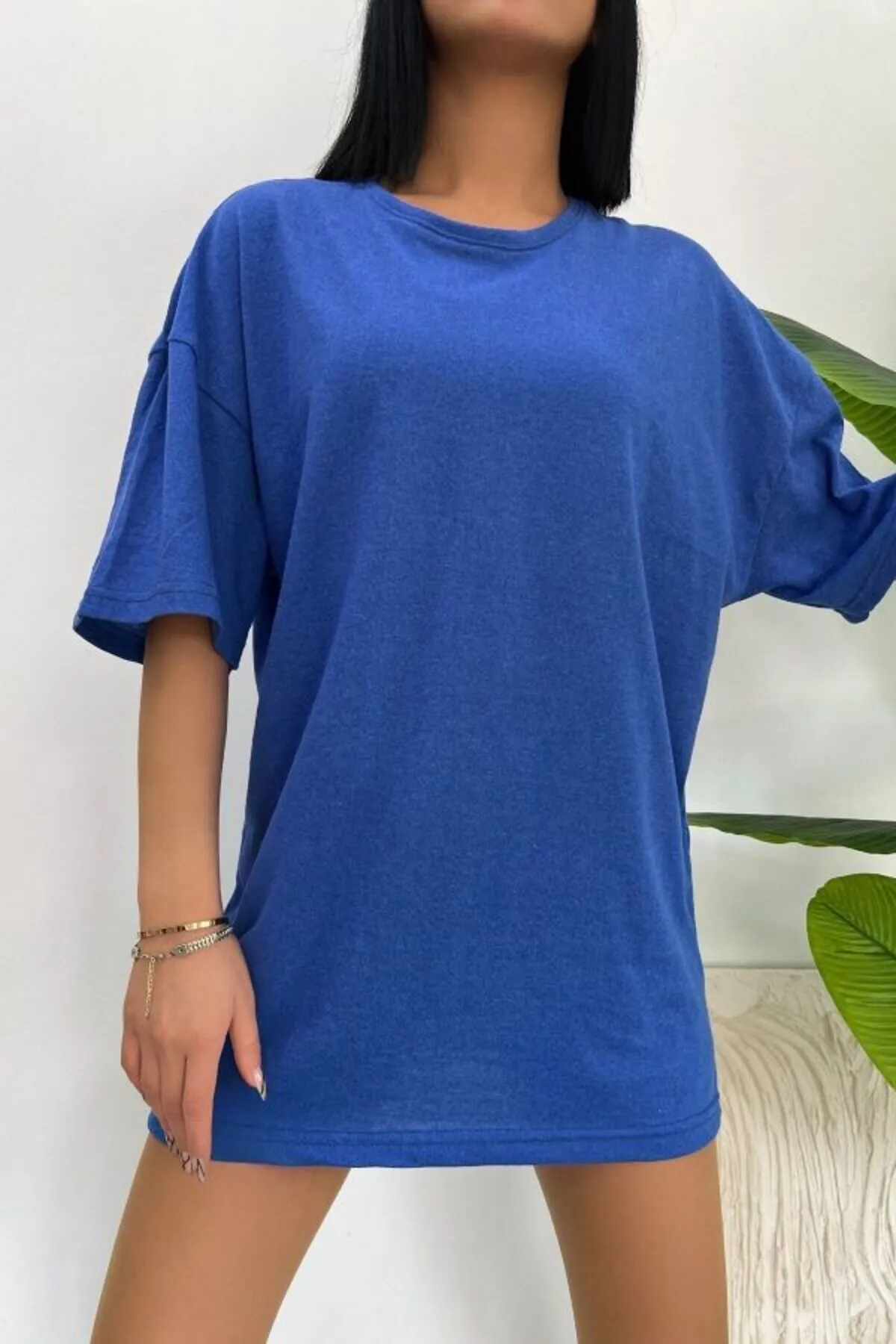 Elita Oversize Unisex Basic T-shirt Blue